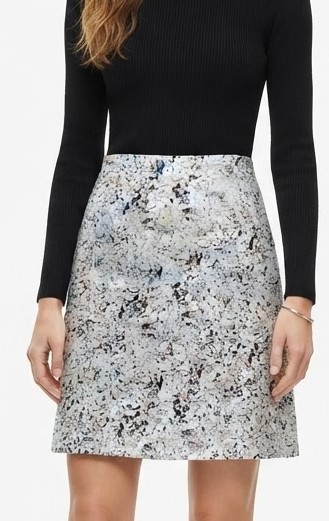 Falda Metalizada Jacquard Plata / Negro ELLEN TRACY (XS-S) NUEVO 3