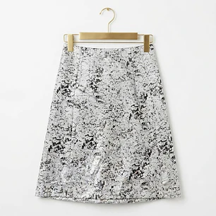 Falda Metalizada Jacquard Plata / Negro ELLEN TRACY (XS-S) NUEVO