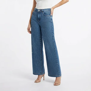 Jeans Wide Leg Tiro Alto Azul Medio BASEMENT (S-M 38/40)