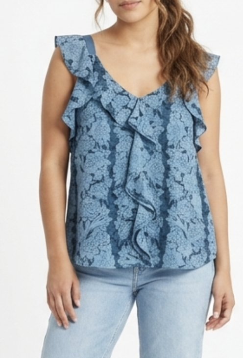 Top Tirantes Vuelos Sedosa Floral BANANA REPUBLIC (M-L) NUEVO 5