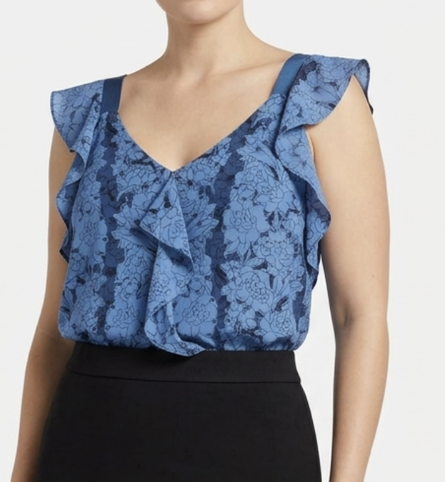 Top Tirantes Vuelos Sedosa Floral BANANA REPUBLIC (M-L) NUEVO 1