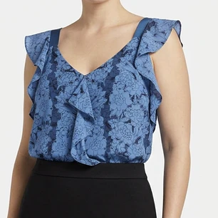 Top Tirantes Vuelos Sedosa Floral BANANA REPUBLIC (M-L) NUEVO