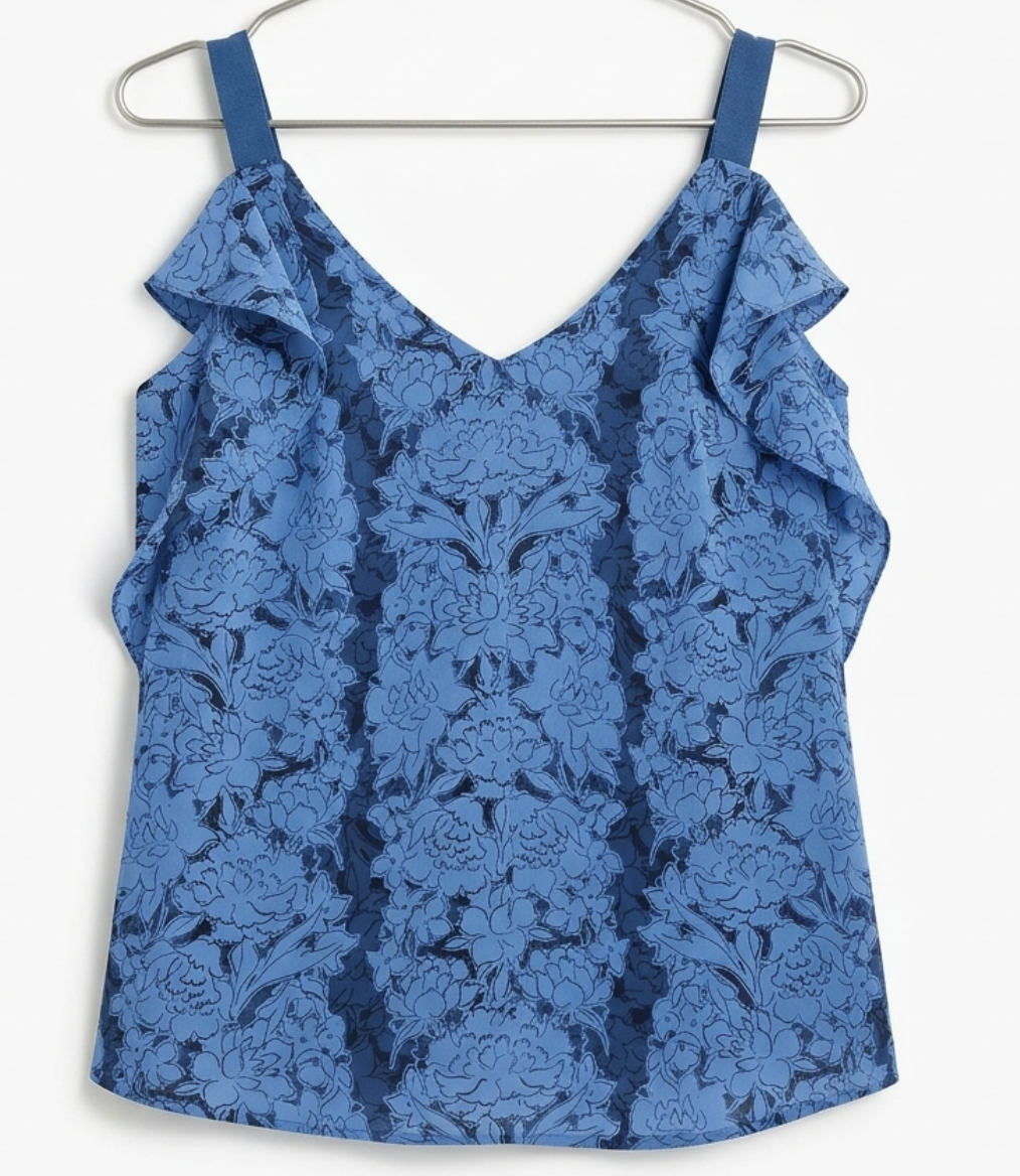 Top Tirantes Vuelos Sedosa Floral BANANA REPUBLIC (M-L) NUEVO 4