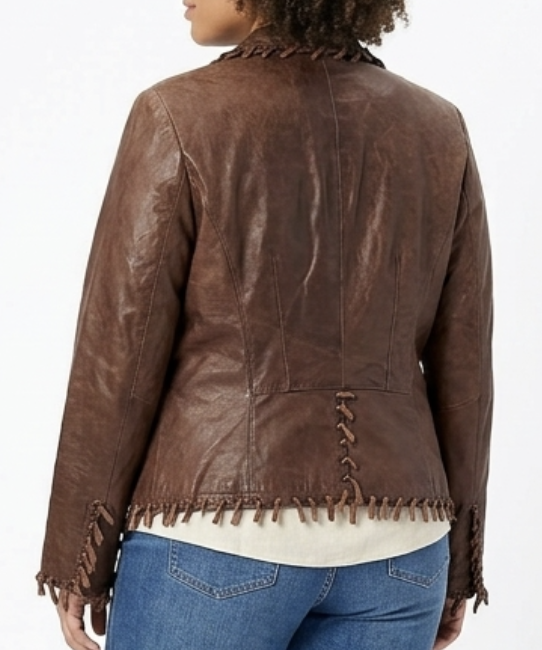 Chaqueta/Blazer 100% Cuero Boho Chic Flecos LEATHER SOUND (L-XL) TRUE VINTAGE 3