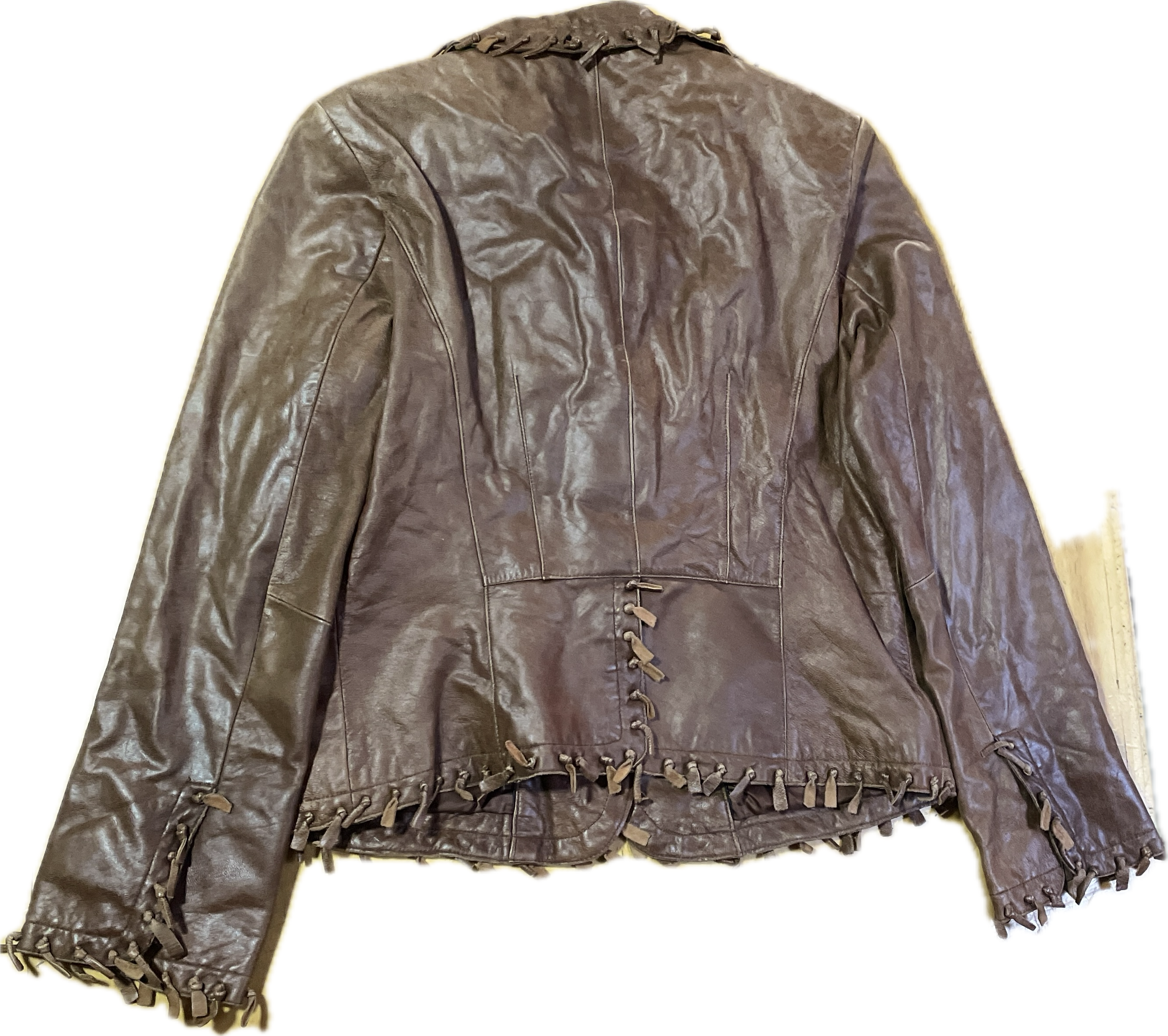 Chaqueta/Blazer 100% Cuero Boho Chic Flecos LEATHER SOUND (L-XL) TRUE VINTAGE 6