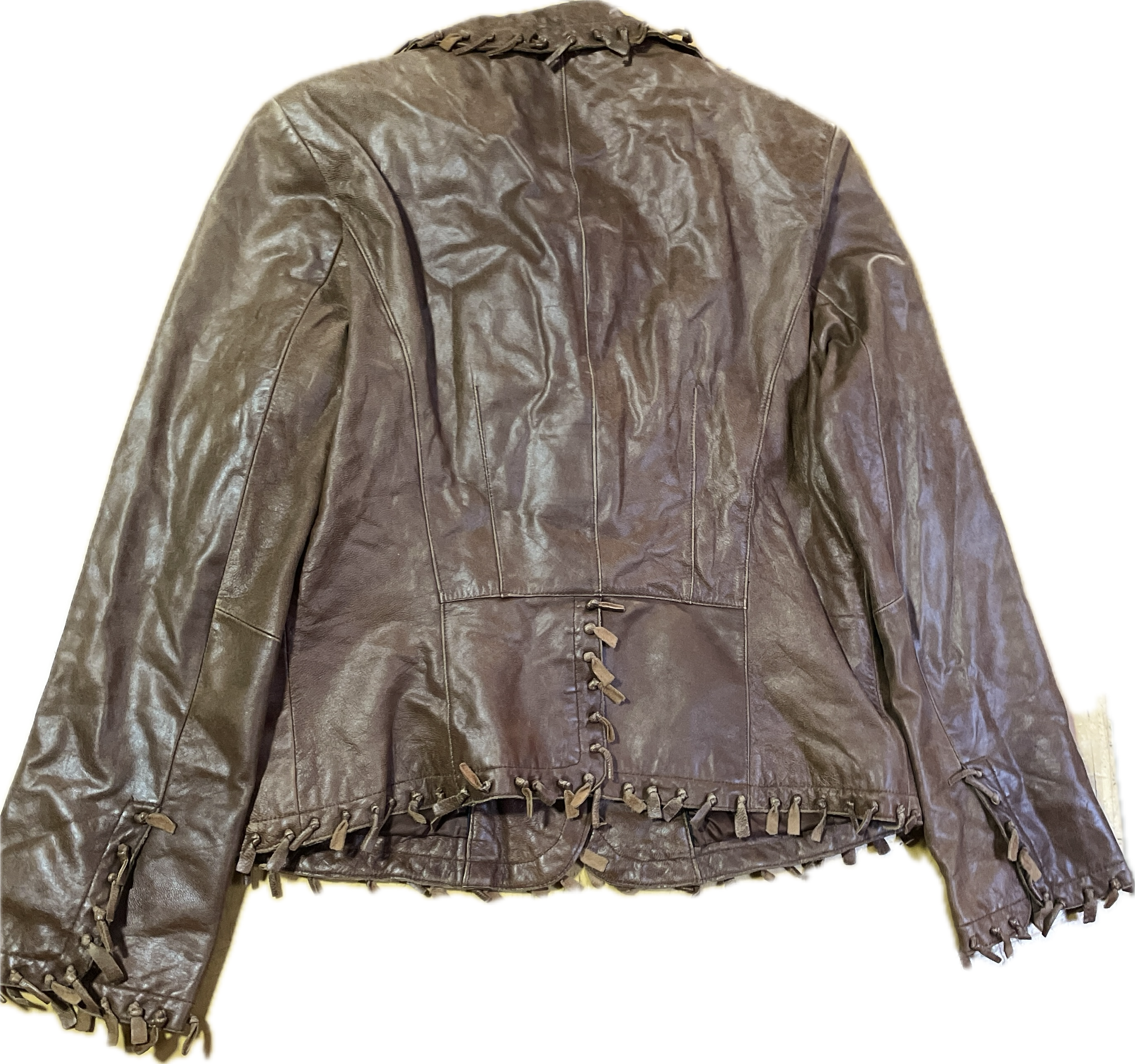 Chaqueta/Blazer 100% Cuero Boho Chic Flecos LEATHER SOUND (L-XL) TRUE VINTAGE 8
