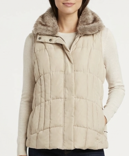 Puffer Sin Mangas Cuello Faux Fur 40% Plumas ATHLETIC WORKS (S)  1