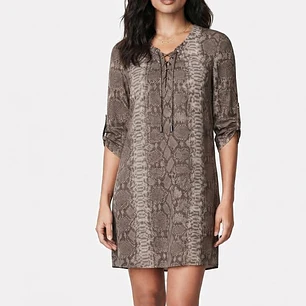 Vestido Túnica con Estampado de Serpiente y Cuello Acordonado MICHAEL KORS (M) 