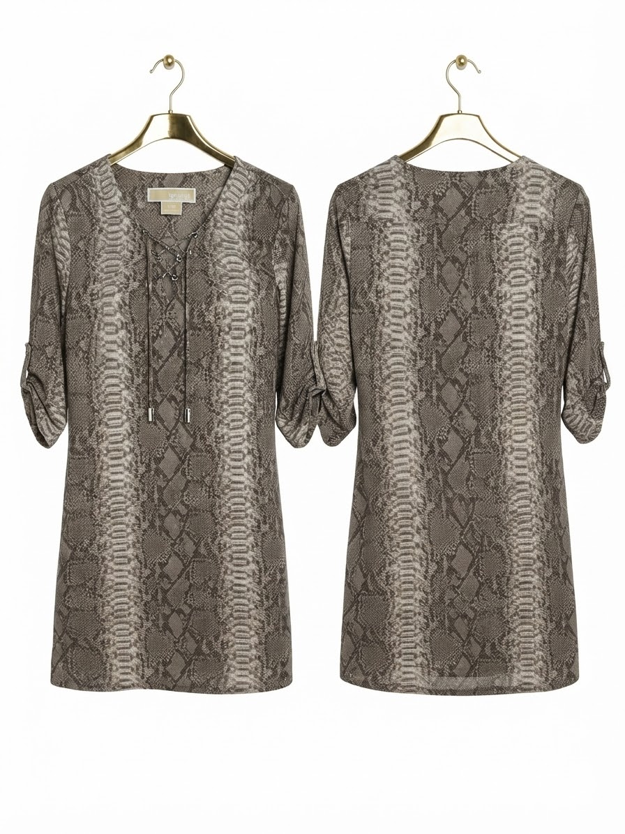 Vestido Túnica con Estampado de Serpiente y Cuello Acordonado MICHAEL KORS (M) SHOWROOM 2