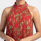 Blusa Plisada Cuello Halter con Estampado Tropical MILK & HONEY (L) NUEVO CON ETIQUETAS - Miniatura 2