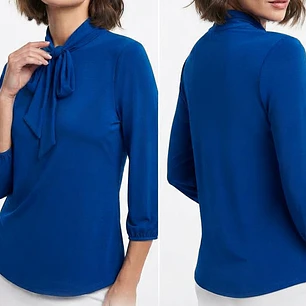 Top - Suéter 95% Rayon Azul Rey con Cuello de Lazo RILEY & RAE (S-M) NUEVO CON ETIQUETAS