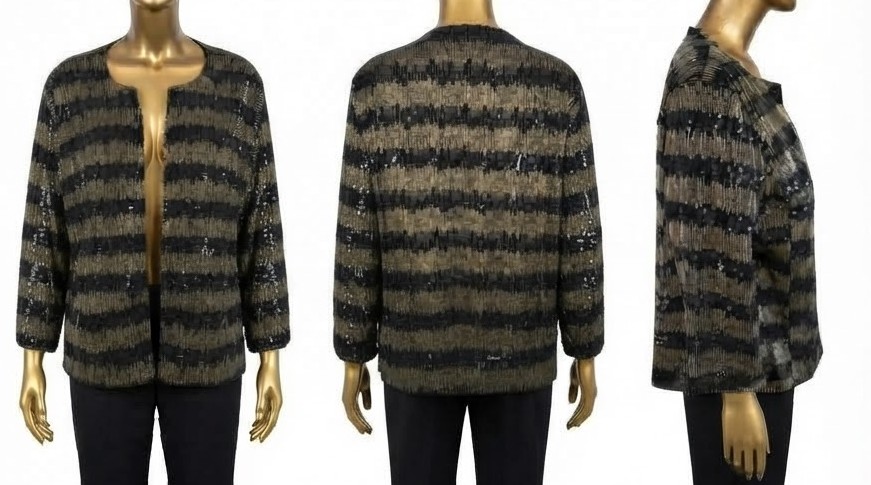 Chaqueta de Fiesta Plus Size con Franjas Brillantes y Lentejuelas EXTRALINDAS GLAM (XXL) NUEVO 4
