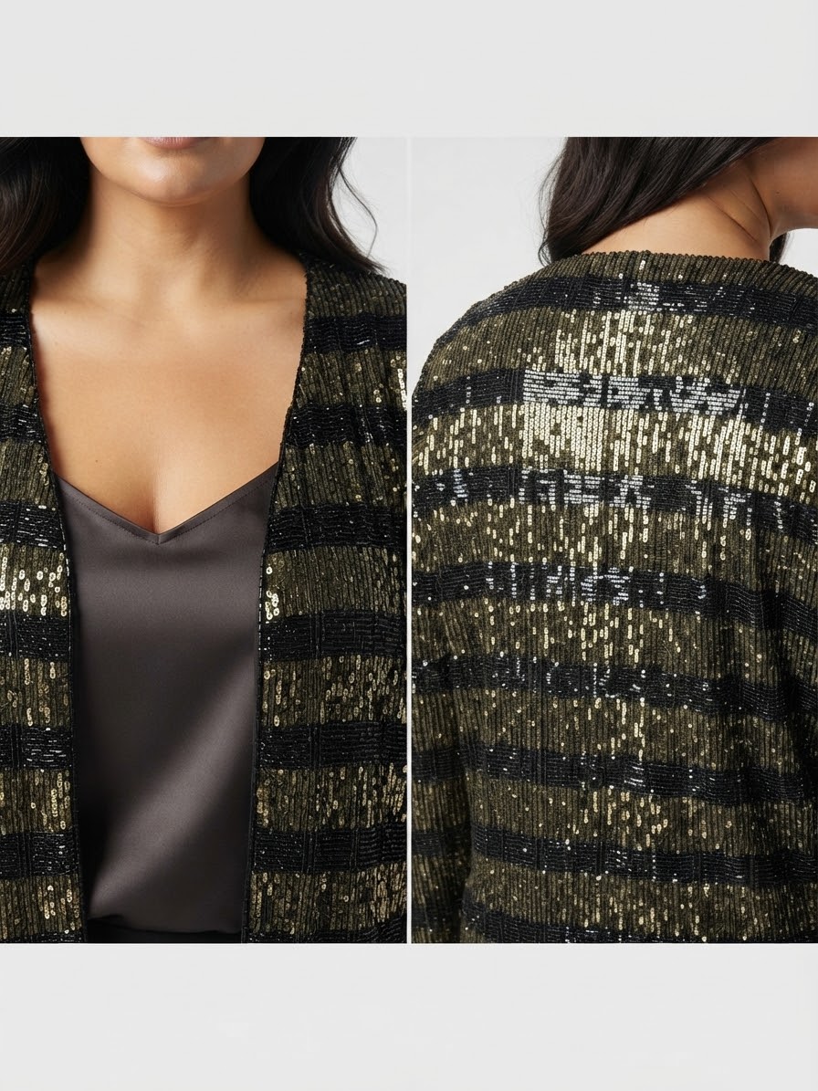Chaqueta de Fiesta Plus Size con Franjas Brillantes y Lentejuelas EXTRALINDAS GLAM (XXL) NUEVO 2