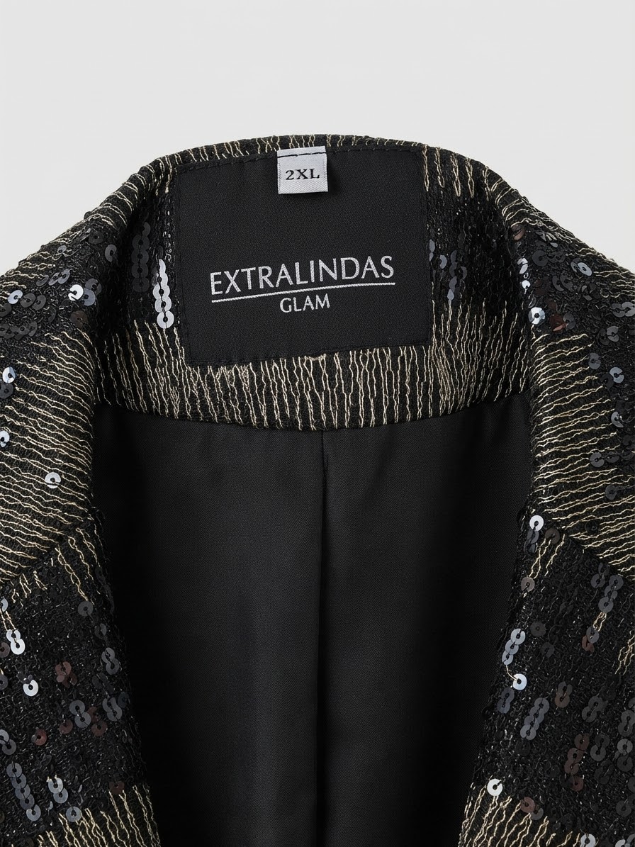 Chaqueta de Fiesta Plus Size con Franjas Brillantes y Lentejuelas EXTRALINDAS GLAM (XXL) NUEVO 5