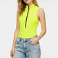 Body Ajustado sin Mangas con Cuello Alto y Cremallera Frontal en Amarillo Neón (M-L) NUEVO - Miniatura 1