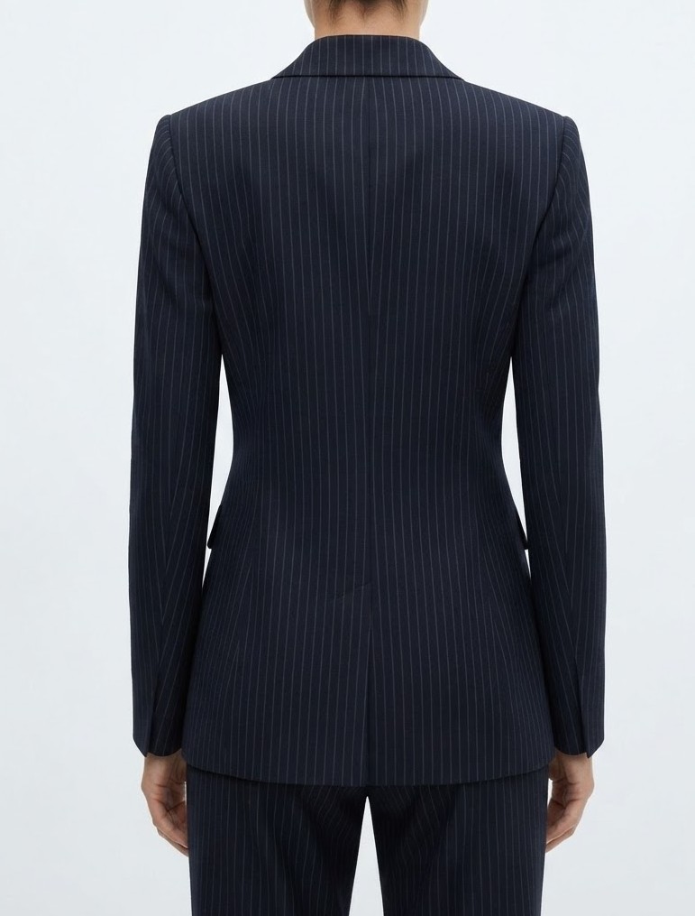 Blazer de Sastre Formal Azul Marino con Rayas Diplomáticas TAHARI ASL (S) SHOWROOM 2