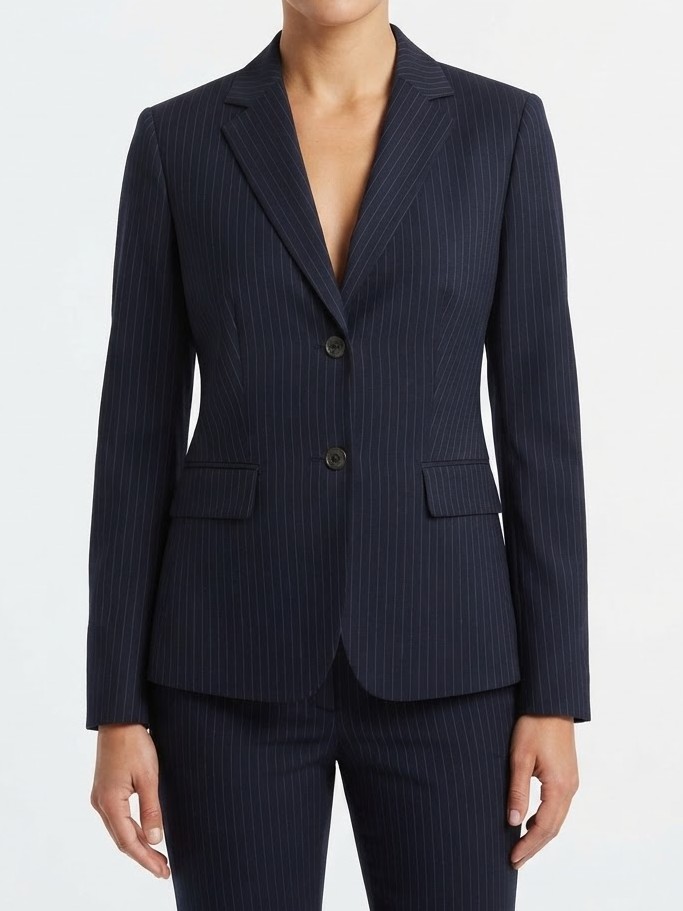 Blazer de Sastre Formal Azul Marino con Rayas Diplomáticas TAHARI ASL (S) SHOWROOM 3