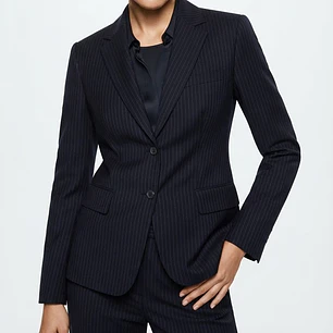 Blazer de Sastre Formal Azul Marino con Rayas Diplomáticas TAHARI ASL (S) SHOWROOM