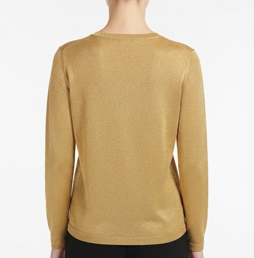 Cardigan 88% Acetato con Brillo Metalizado Dorado y Cuello en V JAEGER (L) SHOWROOM 3