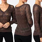 Sweater Marrón Metalizado con Textura Abierta con Brillos y escote en V CHARLOTTE RUSSE (S) SHOWROOM - thumbnail 1