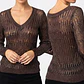 Sweater Marrón Metalizado con Textura Abierta con Brillos y escote en V CHARLOTTE RUSSE (S) SHOWROOM - thumbnail 2