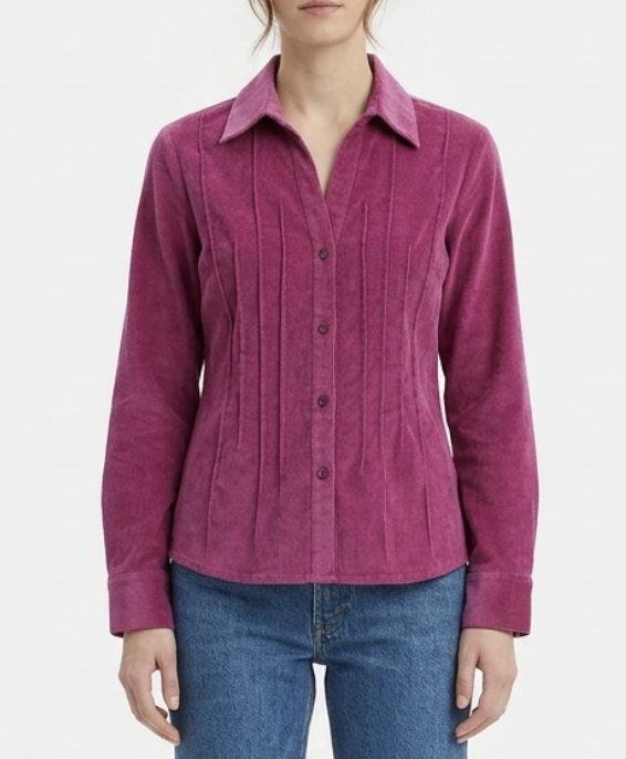 Camisa Cotelé Pinwale Diseño Espalda Plisada REBECCA MALONE (S-M) 1