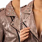 Chaqueta Biker Oro Rosa Metalizado con Tachas y Charms BLANKNYC (S) NUEVO - Miniatura 3