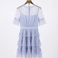 Vestido Corto de Tul Azul Pastel con Capas y Volantes (S) NUEVO - Miniatura 1