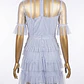 Vestido Corto de Tul Azul Pastel con Capas y Volantes (S) NUEVO - Miniatura 4