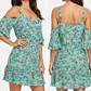 Vestido Corto Verde Agua Estampado Paisley Escote Cruzado SELENA (S-M) NUEVO CON ETIQUETAS - Miniatura 1