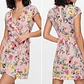 Vestido 100% viscosa Corto Rosado con Estampado Floral y Escote Cruzado BARDOT (XS-36) NUEVO CON ETIQUETAS - Miniatura 1