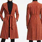 Abrigo Largo de Gamuza Terracota con Detalles Trenzados VERO MODA CLASSIC (S) NUEVO CON ETIQUETAS - Miniatura 3