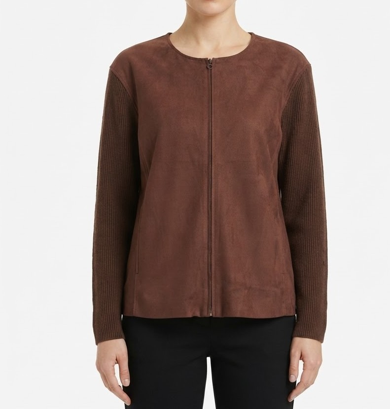 Chaqueta Ligera Cardigan Tipo Gamuza con Mangas Tejidas MAGGIE MCNAUGHTON (L-XL) SHOWROOM 1