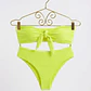 Bikini Verde Neón con Nudo Frontal y Tiro Alto (S) NUEVO - Miniatura 2