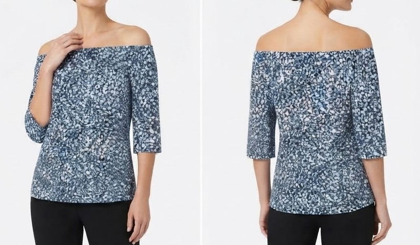 Top Hombros Descubiertos Estampado Azul MICHAEL KORS (S) SHOWROOM 1