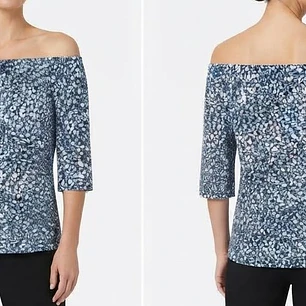 Top Hombros Descubiertos Estampado Azul MICHAEL KORS (S) SHOWROOM