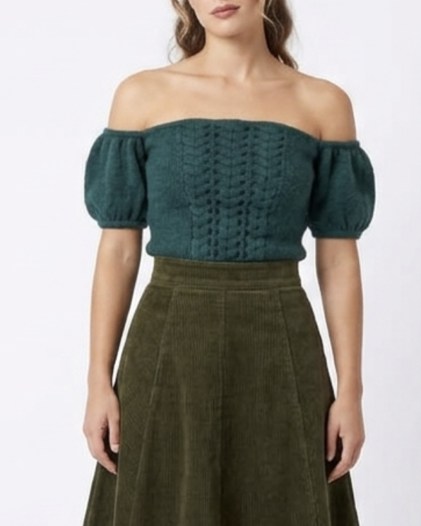 Top de Punto Romantic Off Shoulder Puffer Sleeve SISLEY (S-M) SHOWROOM 1