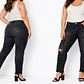 Jean Negro con Roturas con Detalles Deshilachados FASHION NOVA (L-42/44) NUEVO CON ETIQUETAS - Miniatura 1