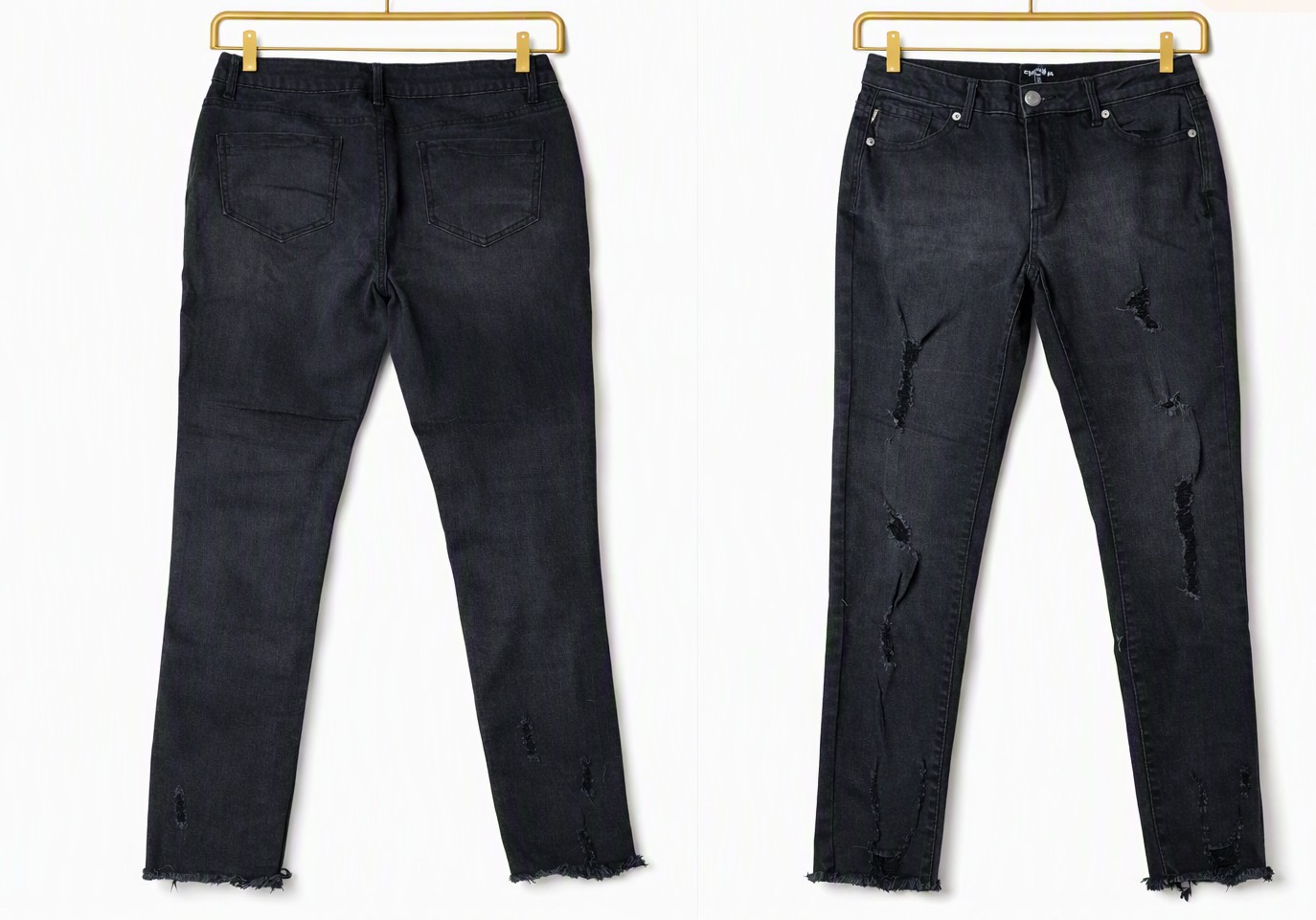 Jean Negro con Roturas con Detalles Deshilachados FASHION NOVA (L-42/44) NUEVO CON ETIQUETAS 2