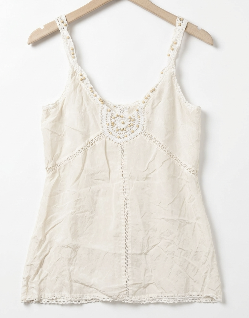 Top 100% Seda Premium Detalles Crochet y Cuentas SPLURGE (S-M) 2