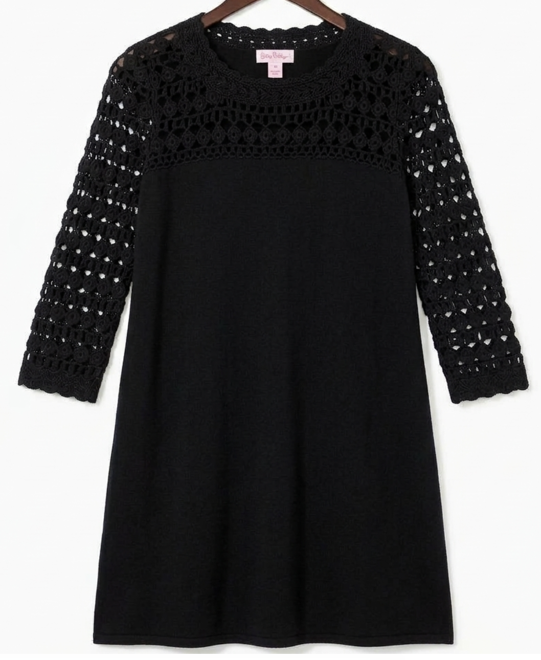 Vestido de Punto Kariana Encaje Crochet 100% Lana Merino LILY PULITZER (S-M) SHOWROOM  3