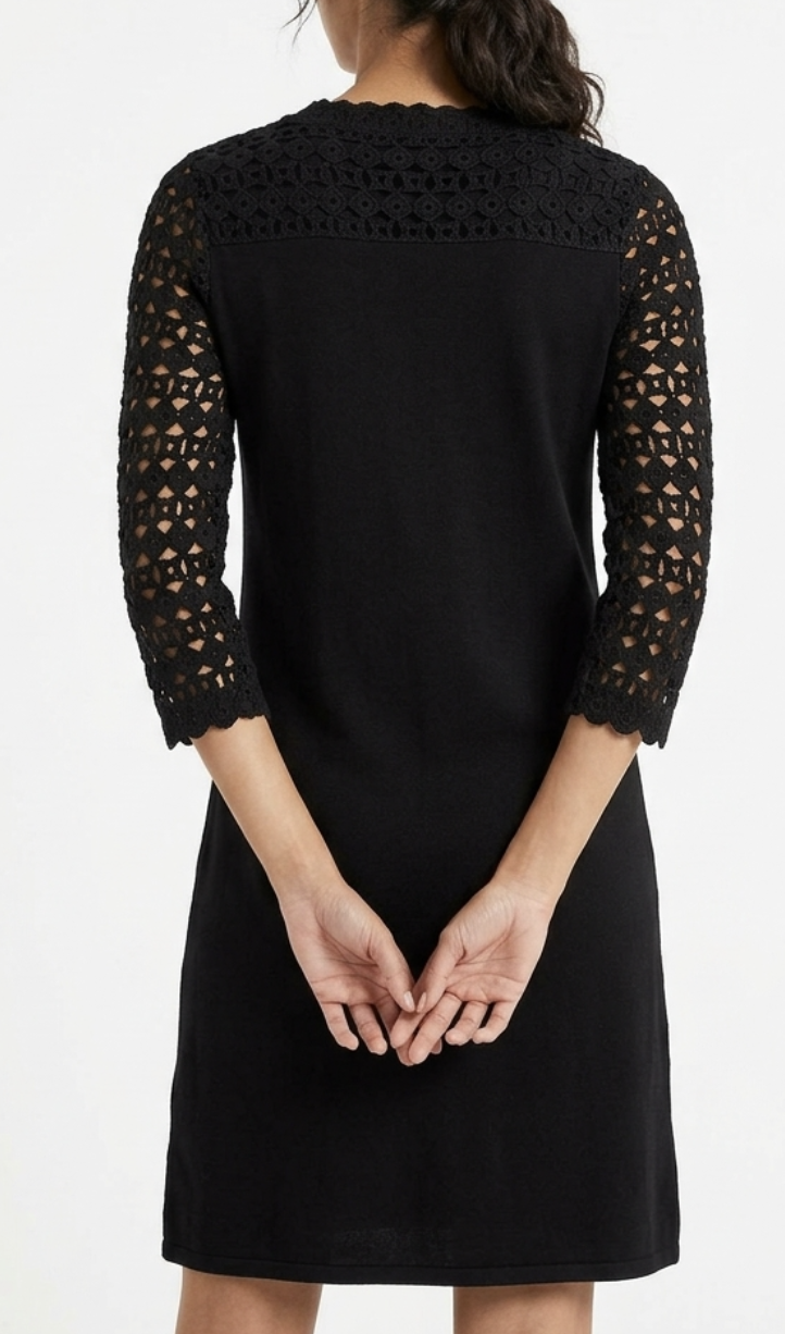 Vestido de Punto Kariana Encaje Crochet 100% Lana Merino LILY PULITZER (S-M) SHOWROOM  2