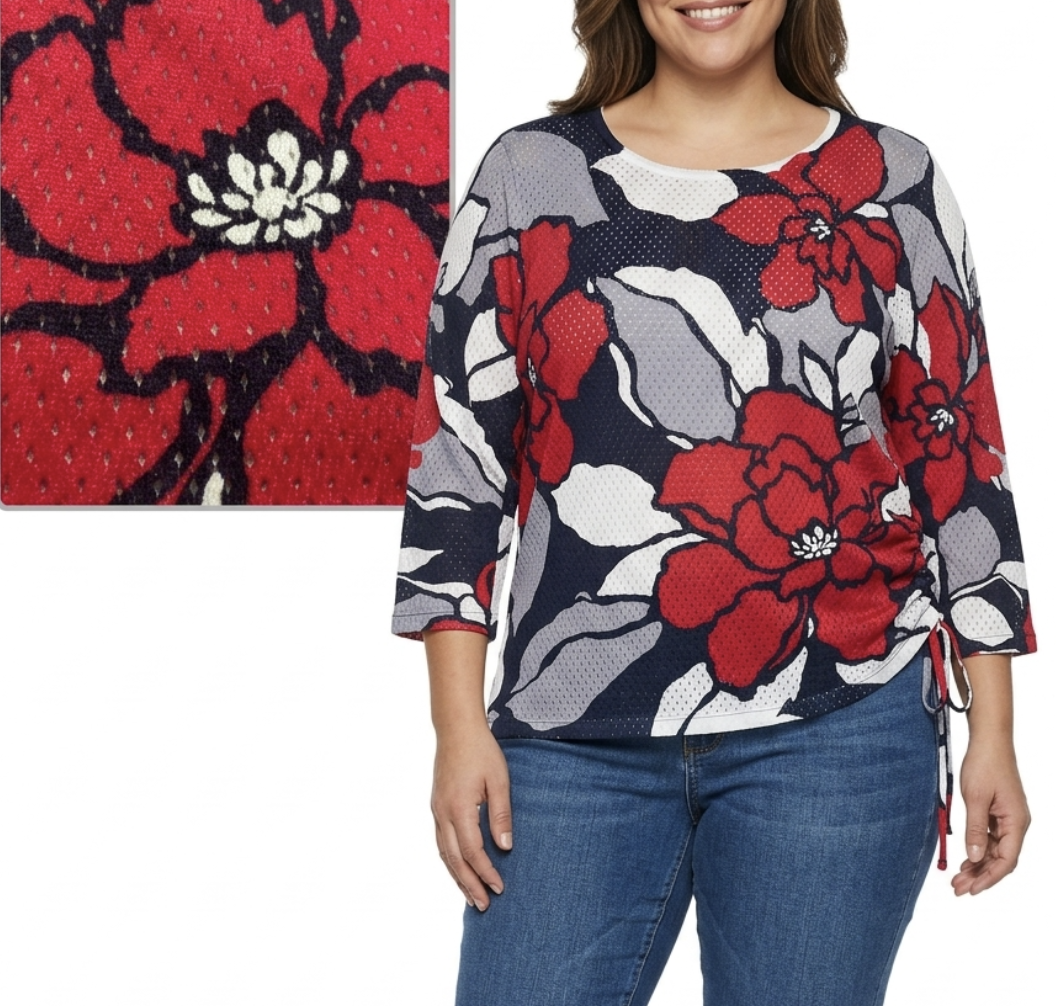 Suéter Ligero Tipo Malla flores con Fruncido Lateral ALFRED DUNNER (L) SHOWROOM  1