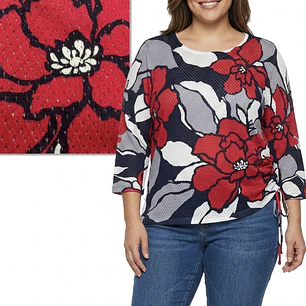 Suéter Ligero Tipo Malla flores con Fruncido Lateral ALFRED DUNNER (L) SHOWROOM 