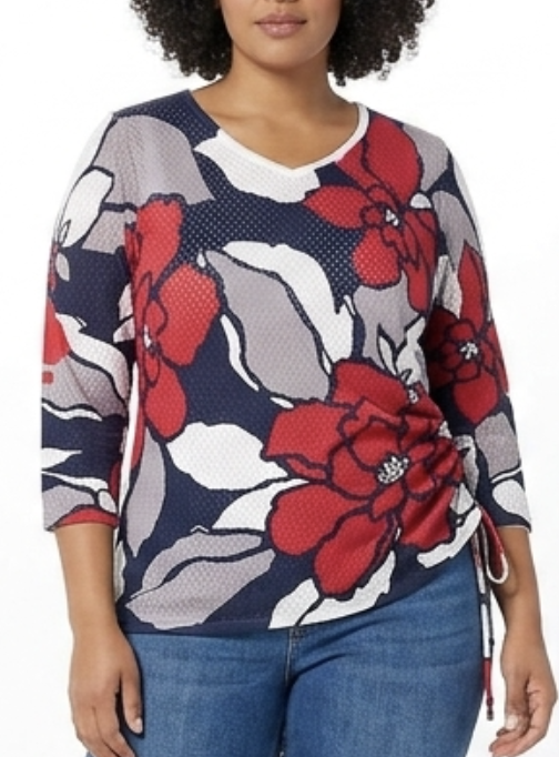 Suéter Ligero Tipo Malla flores con Fruncido Lateral ALFRED DUNNER (L) SHOWROOM  2