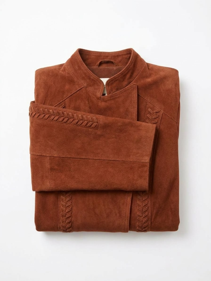 Abrigo Largo de Gamuza Terracota con Detalles Trenzados VERO MODA CLASSIC (S) NUEVO CON ETIQUETAS 4