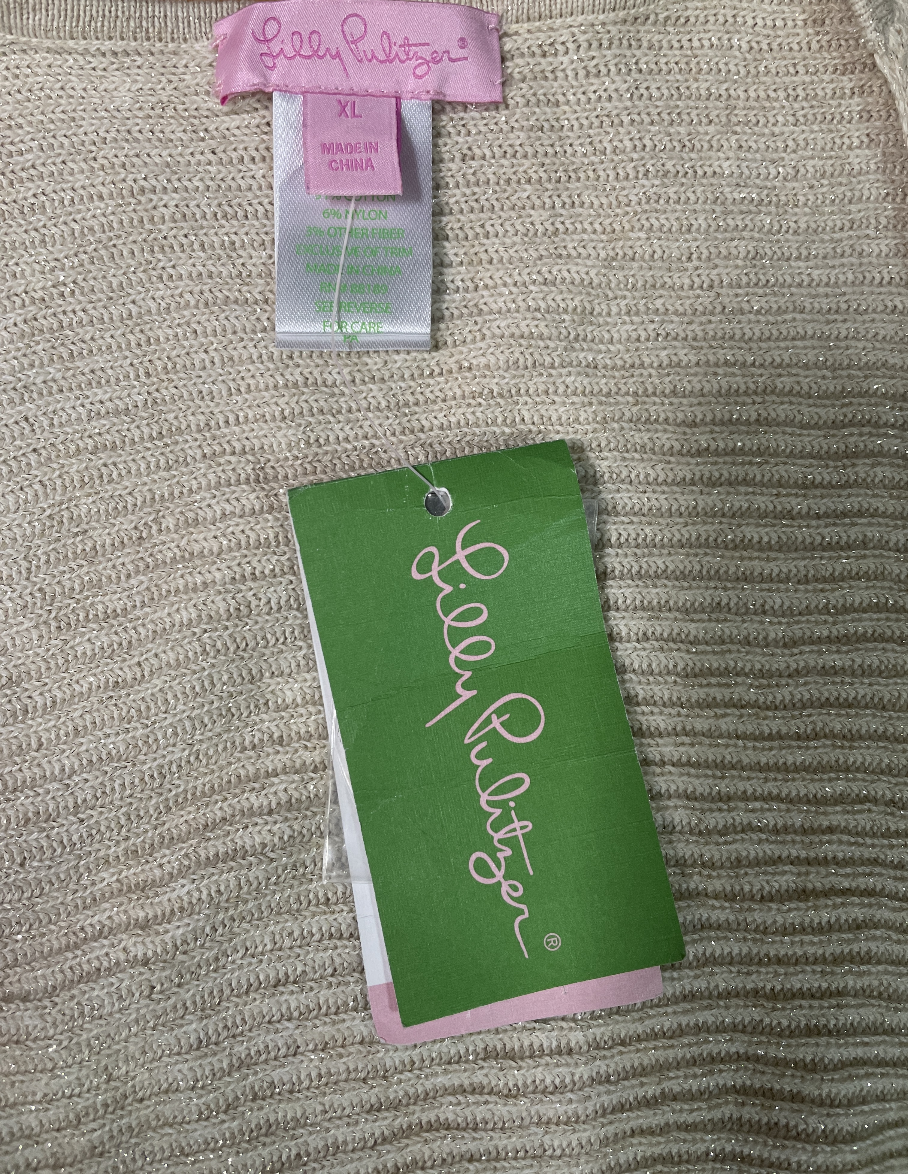 Tapado/Cardigan Sin Mangas Flecos Hilos Dorados LILLY PULITZER (XL) NUEVO CON ETIQUETAS  3