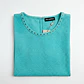 Blusa Sin Mangas Turquesa con Cuello Tachas KARL LAGERFELD (Talla L-XL) NUEVO - thumbnail 3