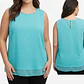 Blusa Sin Mangas Turquesa con Cuello Tachas KARL LAGERFELD (Talla L-XL) NUEVO - thumbnail 1