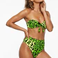 Bikini Verde Neon Animal Print Leopard Tiro Alto Strapless (S) NUEVO - Miniatura 1